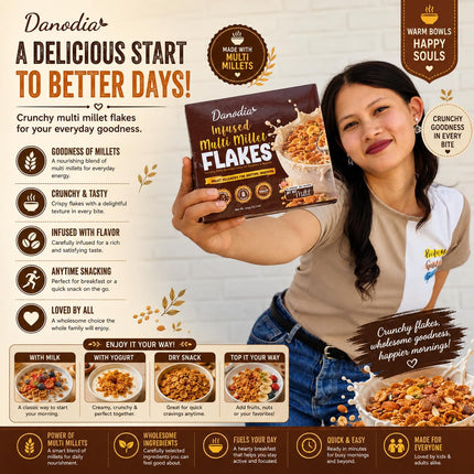 Organic Infused Multi Millet Breakfast Flakes Cereal, 350g