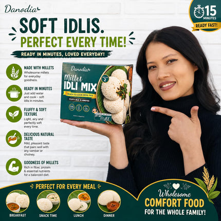 Millet Idli Mix, Ready to Cook, 250g x 2, Instant Indian Meal