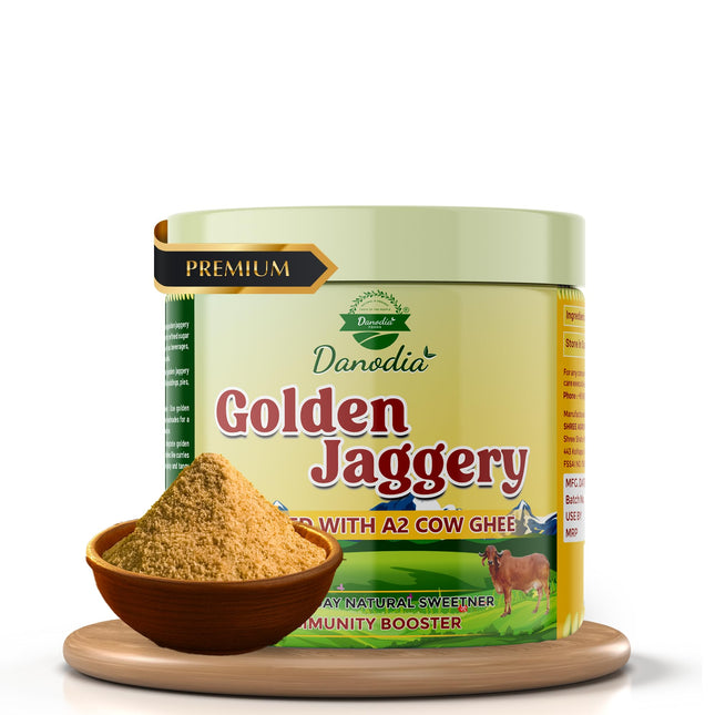 Organic Golden Jaggery with A2 Cow Ghee, Cane Gur, 400g US