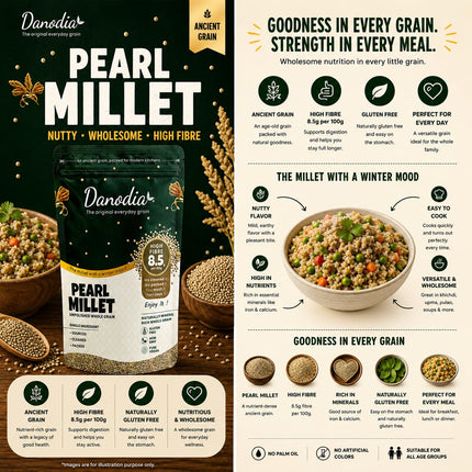 Organic Pearl Millet Bajra Grain, Gluten-Free, 2 lb Pack