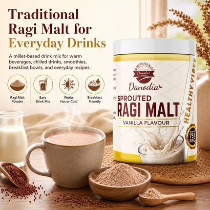 Sprouted Ragi Malt Drink Mix, Vanilla, 400g Pack, Gluten-Free