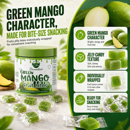 Raw Mango Jelly Bites, Chewy Indian Candy, 300g, Indian Snack