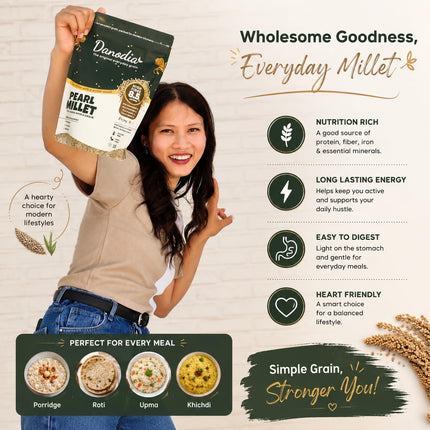 Organic Pearl Millet Bajra Grain, Gluten-Free, 2 lb Pack
