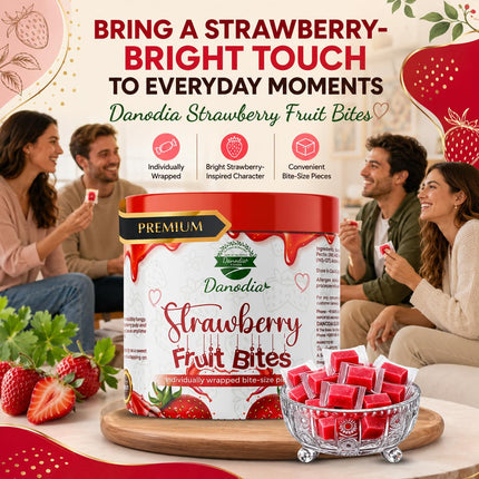 Strawberry Fruit Bites Candy Snack, Chewy Indian Candy, 300g