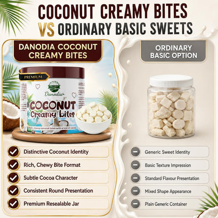 Chocolate Coconut Creamy Bites, Chewy Indian Candy, 300g Pack