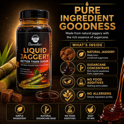 Organic Liquid Jaggery Syrup, Gur Sweetener, 1 lb, Gur Cane