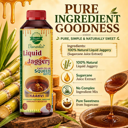 Organic Liquid Jaggery Syrup, Gur Sweetener, 350g, Gur Cane