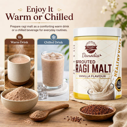 Sprouted Ragi Malt Drink Mix, Vanilla, 400g Pack, Gluten-Free