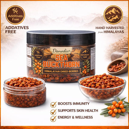 Sea Buckthorn Dried Berries, Himalayan Sea Berry, 80g, Vegan