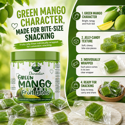 Raw Mango Jelly Bites, Chewy Indian Candy, 300g, Indian Snack