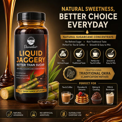 Organic Liquid Jaggery Syrup, Gur Sweetener, 1 lb, Gur Cane