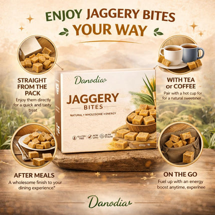 Organic Jaggery Bites, Cane Gur Sweetener, 1 lb Pack