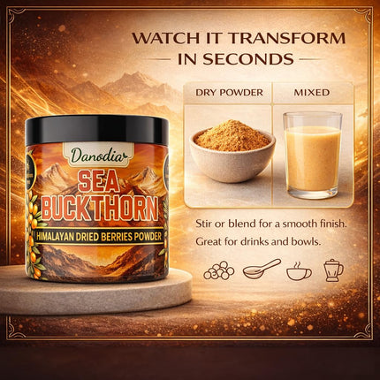 Sea Buckthorn Powder, Smoothies & Drinks, 80g Pack, US Pantry