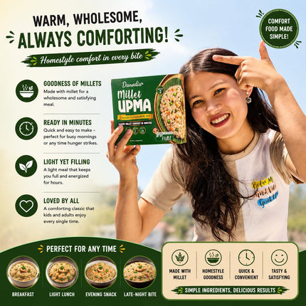 Instant Millet Upma Mix, Ready to Cook, 250g x 2, Pantry Pack