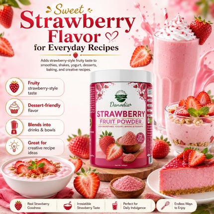 Strawberry Powder, Smoothies & Baking, 200g Pack, Pantry Pack
