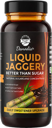 Organic Liquid Jaggery Syrup, Gur Sweetener, 1 lb, Gur Cane