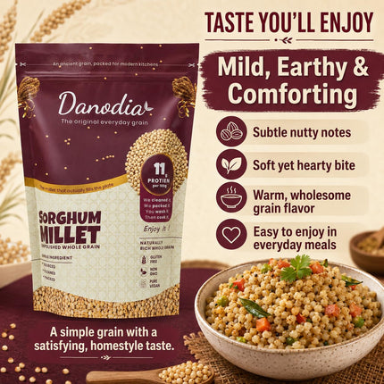 Organic Sorghum Millet Jowar Grain, Gluten-Free, 2 lb, Grocery Pantry