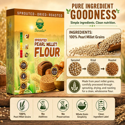 Organic Sprouted Bajra Pearl Millet Flour, 2 lb Pack