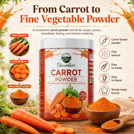 Carrot Powder, Smoothies & Baking, 200g Pack, Smoothie Pantry