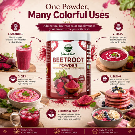 Beetroot Powder, Smoothies & Baking, 200g Pack, for Smoothies