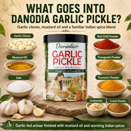 Garlic Pickle 300g (10.58 oz), Traditional Indian Pickle Condiment
