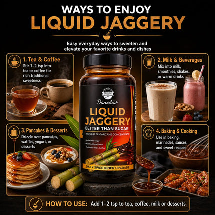 Organic Liquid Jaggery Syrup, Gur Sweetener, 1 lb, Gur Cane