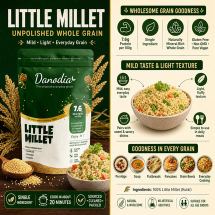Organic Little Millet Whole Grain, 950g / 2 lbs