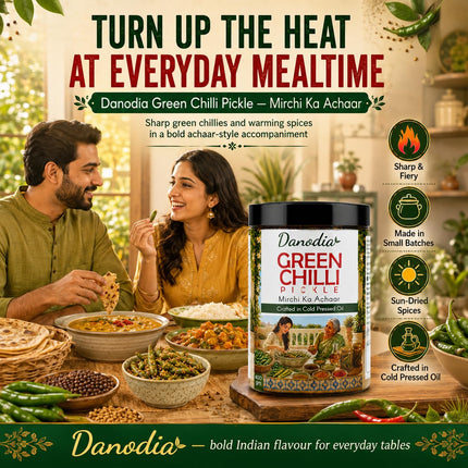 Green Chilli Pickle 350g (12.35 oz), Traditional Indian Pickle Condiment