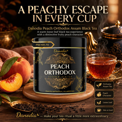 Organic PEACH ORTHODOX ASSAM BLACK TEA (3.5oz/100g) 50+ servings