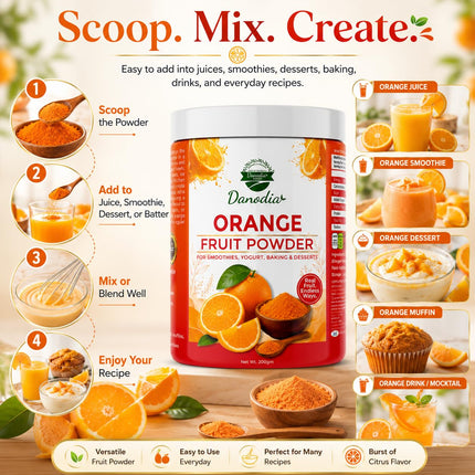 Orange Powder, Smoothies & Baking, 200g Pack, Smoothie Pantry