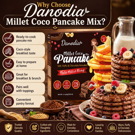 Millet Coco Pancake Mix, Ready to Cook, 250g x 2, Pantry Pack
