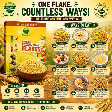 Danodia Foods Organic Foxtail Millet Flakes, Breakfast Cereal, 1 lb