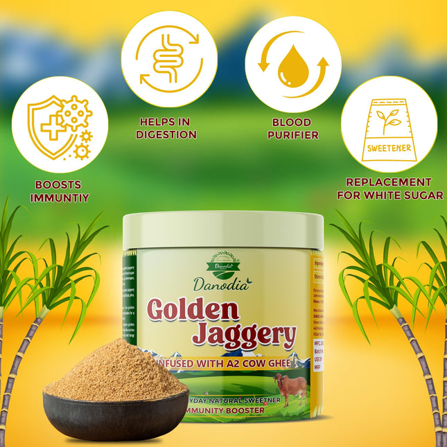 Organic Golden Jaggery with A2 Cow Ghee, Cane Gur, 400g US