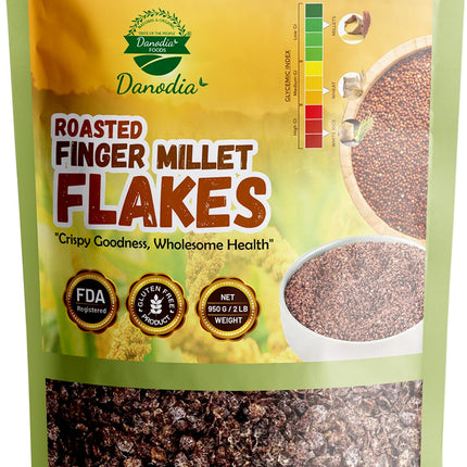 Organic Finger Millet Ragi Flakes, High Fiber, 1 lb Pack