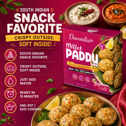 Millet Paddu Mix, Ready to Cook, 250g x 2, Quick Indian Meal