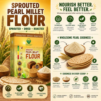 Organic Sprouted Bajra Pearl Millet Flour, 2 lb Pack