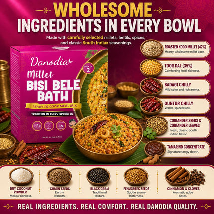 Millet Bisi Bele Bath Mix, Ready to Cook, 250g x 2, US Pantry