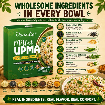Instant Millet Upma Mix, Ready to Cook, 250g x 2, Pantry Pack