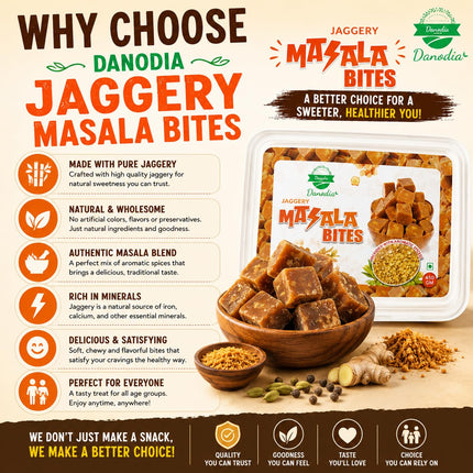 Organic Masala Jaggery Bites, Cane Gur Sweetener, 1 lb