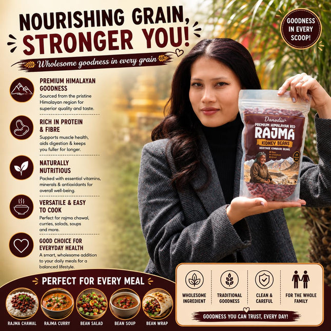 Himalayan Red Rajma Beans, Whole Dried, 2 lb Pack, US Pantry