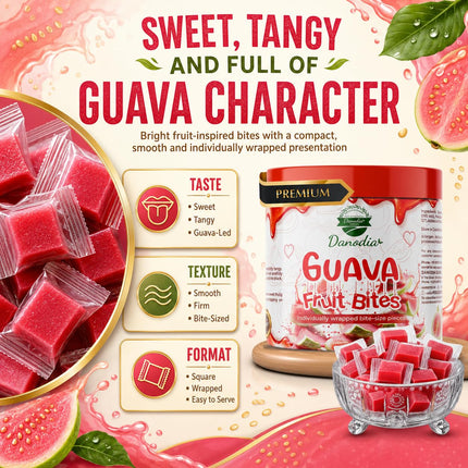 Guava Fruit Bites Candy Snack, Chewy Indian Candy, 300g, Pack