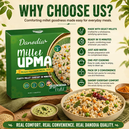 Instant Millet Upma Mix, Ready to Cook, 250g x 2, Pantry Pack
