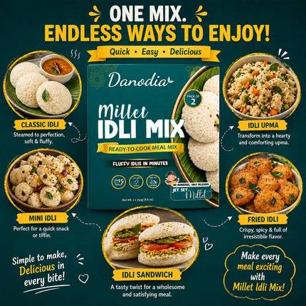 Millet Idli Mix, Ready to Cook, 250g x 2, Instant Indian Meal