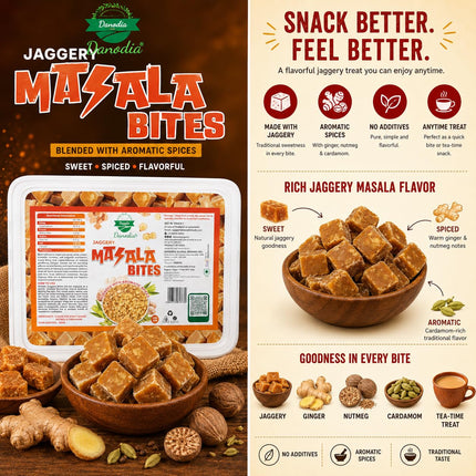 Organic Masala Jaggery Bites, Cane Gur Sweetener, 1 lb