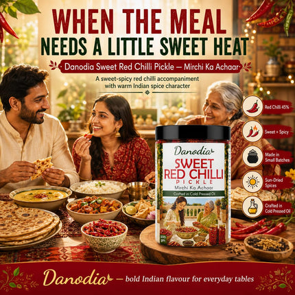 Sweet Red Chilli Pickle 300g (10.58 oz), Traditional Indian Pickle Condiment