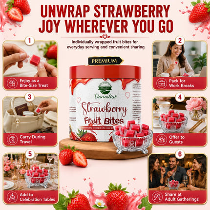 Strawberry Fruit Bites Candy Snack, Chewy Indian Candy, 300g