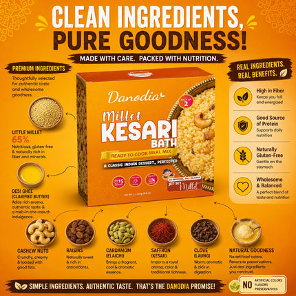 Millet Kesari Mix, Ready to Cook, 250g x 2, Quick Indian Meal