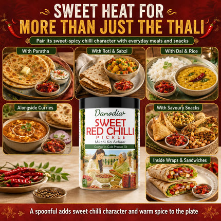 Sweet Red Chilli Pickle 300g (10.58 oz), Traditional Indian Pickle Condiment