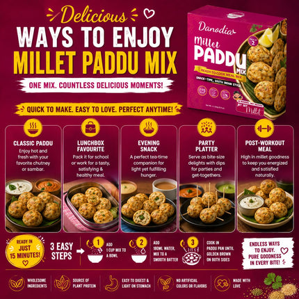 Millet Paddu Mix, Ready to Cook, 250g x 2, Quick Indian Meal
