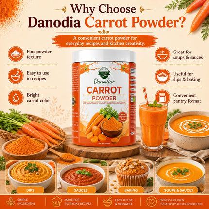Carrot Powder, Smoothies & Baking, 200g Pack, Smoothie Pantry